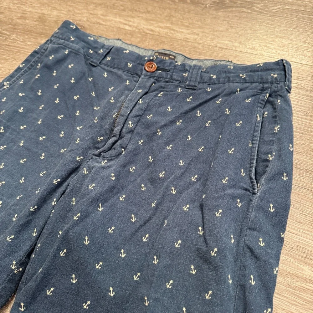 J Crew Shorts Mens 29 Blue Anchor Print Shorts Preppy Casual Nautical Cotton 9
